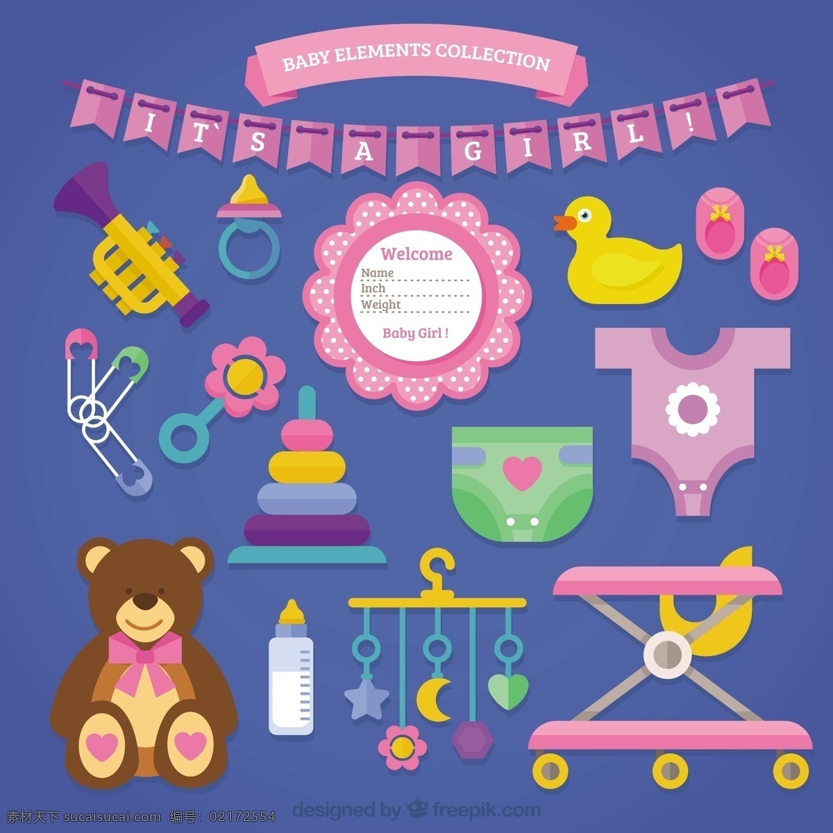 平面设计 中 婴儿用品 种类繁多 婴儿 婴儿淋浴 庆祝 儿童 平板 新 玩具 公告 淋浴 出生 儿童玩具 新生 项目 大 填充 分类