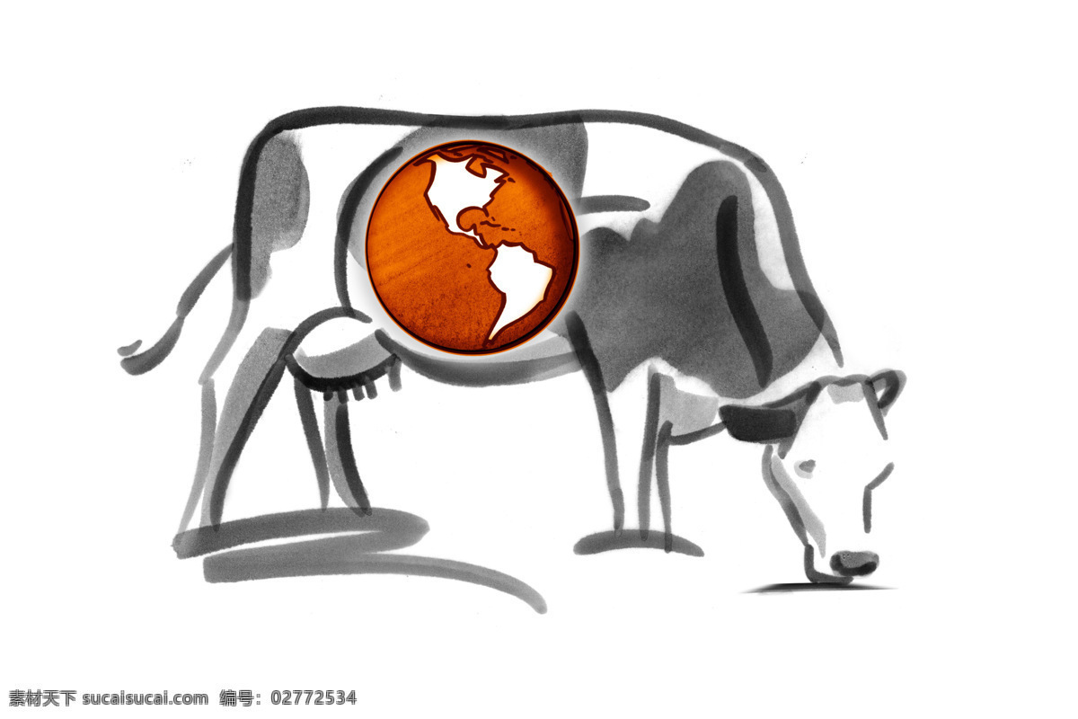插画 地球 动漫动画 卡通 可爱 漫画 牛 设计素材 模板下载 插画牛 生肖 插画集