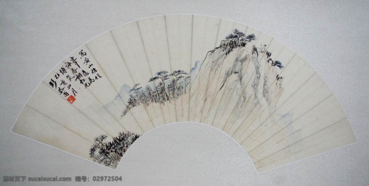 折扇 水墨 山水 水墨画 家居装饰素材 山水风景画