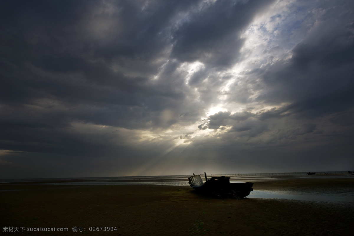 船 海 海岛 海水 海滩 日出 日落 自然风景 船与海 破船 云霞 滩涂 自然景观