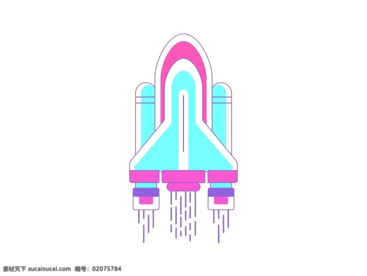 扁平 矢量 火箭 插画 航天 发射 升空