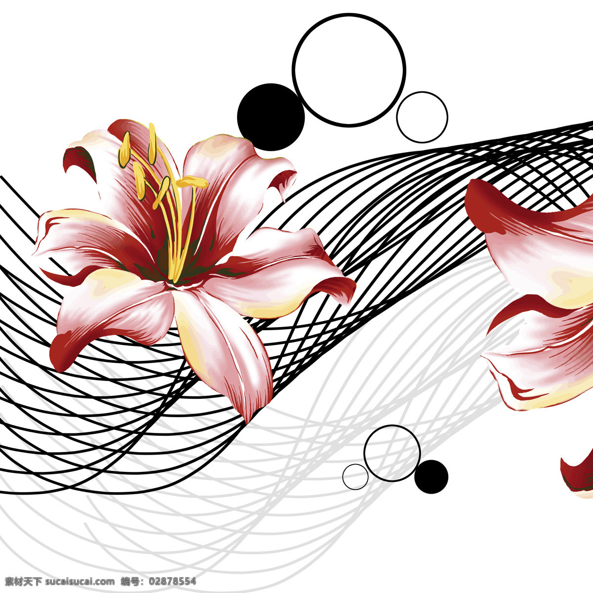 百合花 三联 挂画