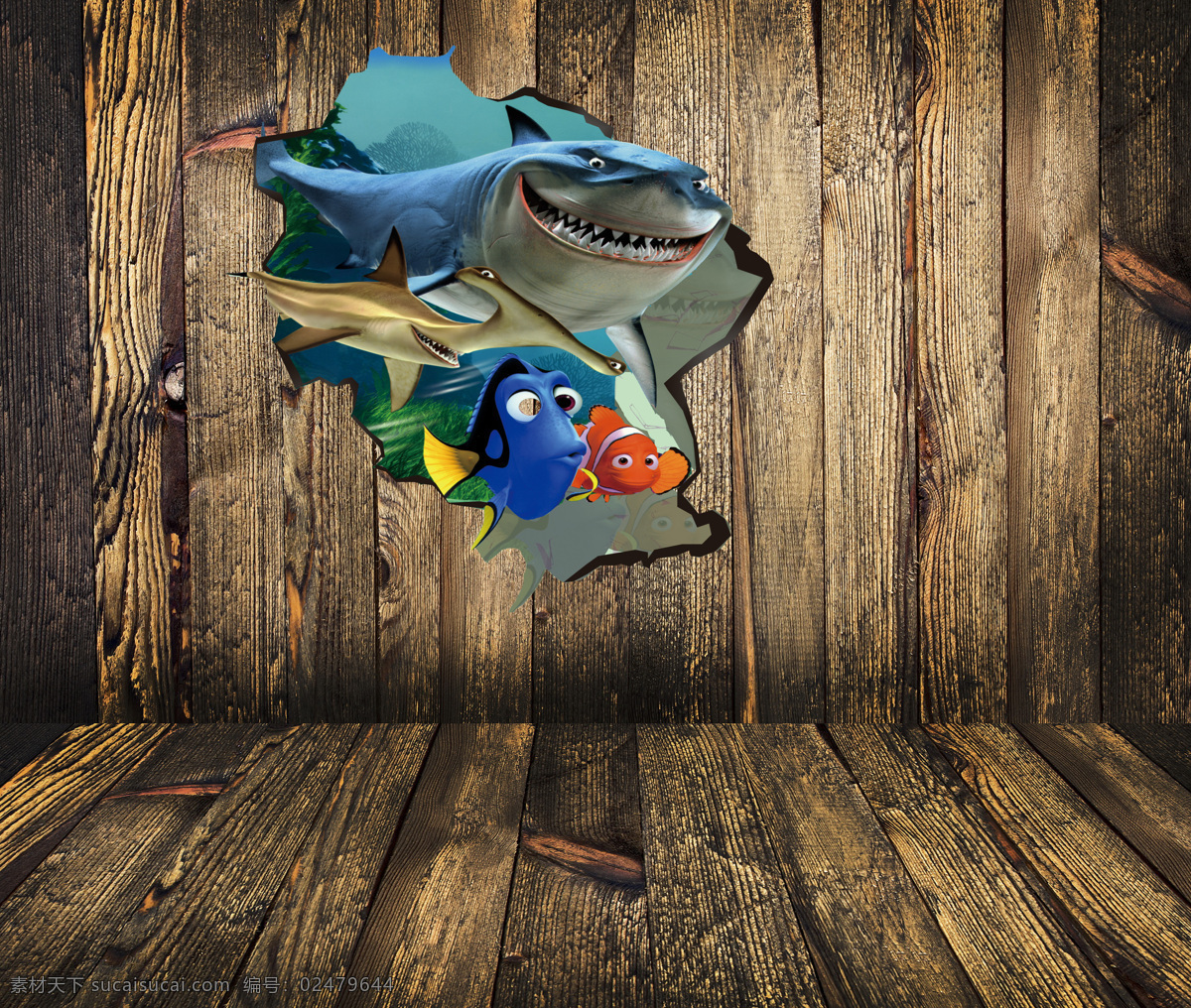 3d 卡通 动漫 海底 生物 背景 墙 背景墙 3d渲染 3d模型 效果图