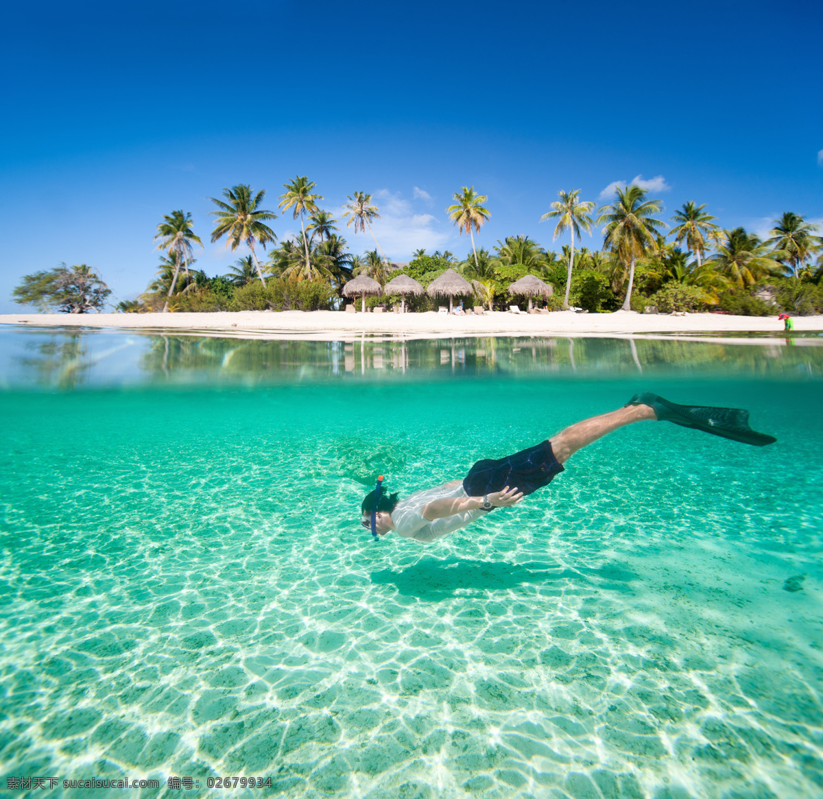 海滩 沙滩 海边 椰子树 潜水 热带海滩 旅游 度假 热带 蓝天 白云 大海 海洋 自然风景 自然景观 国外旅游 旅游摄影