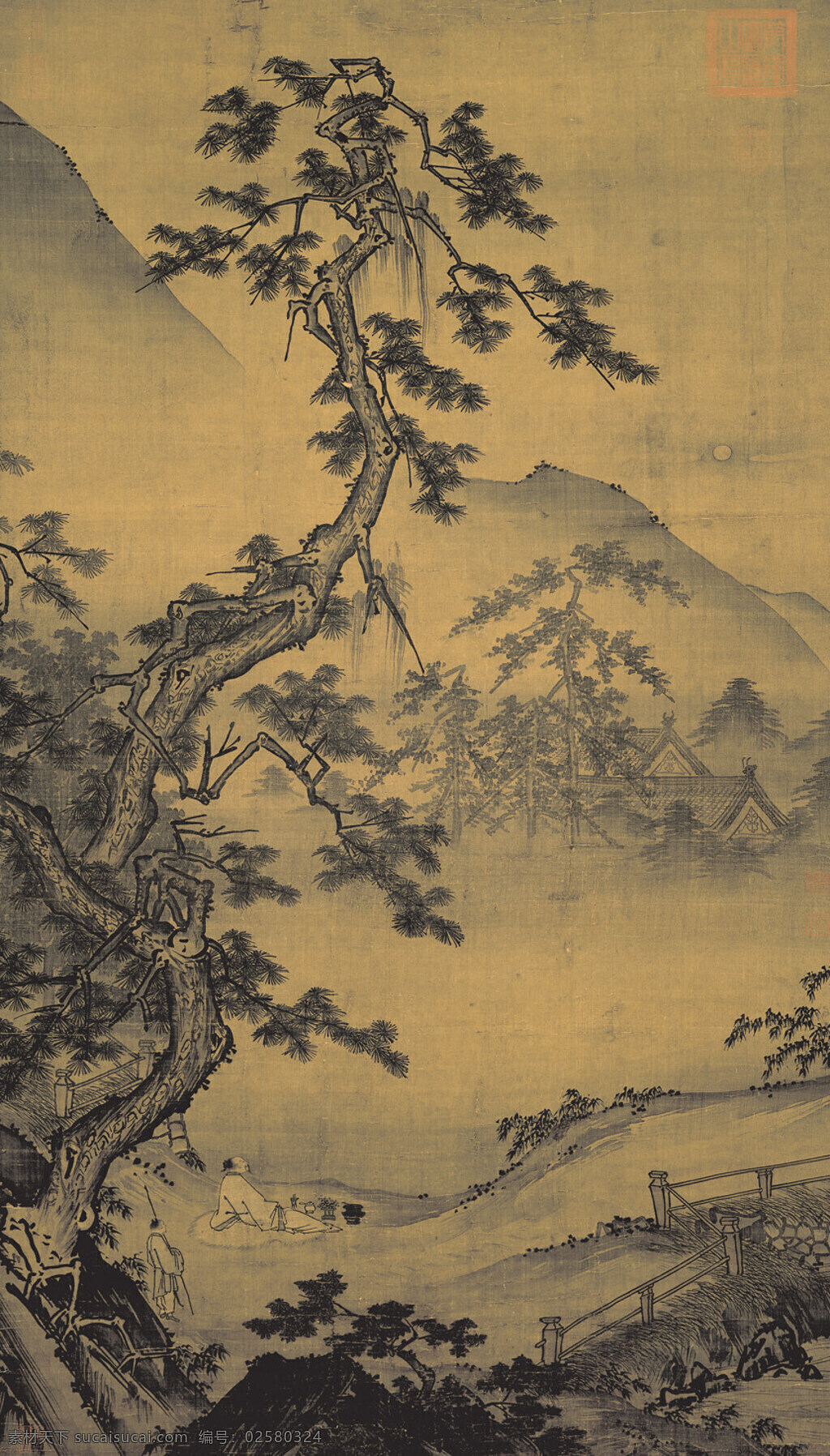 松月图 宋 马远 古画 古代绘画 国画 中国古画 书画 中国文化 山水画 中国古代绘画 绘画书法 文化艺术