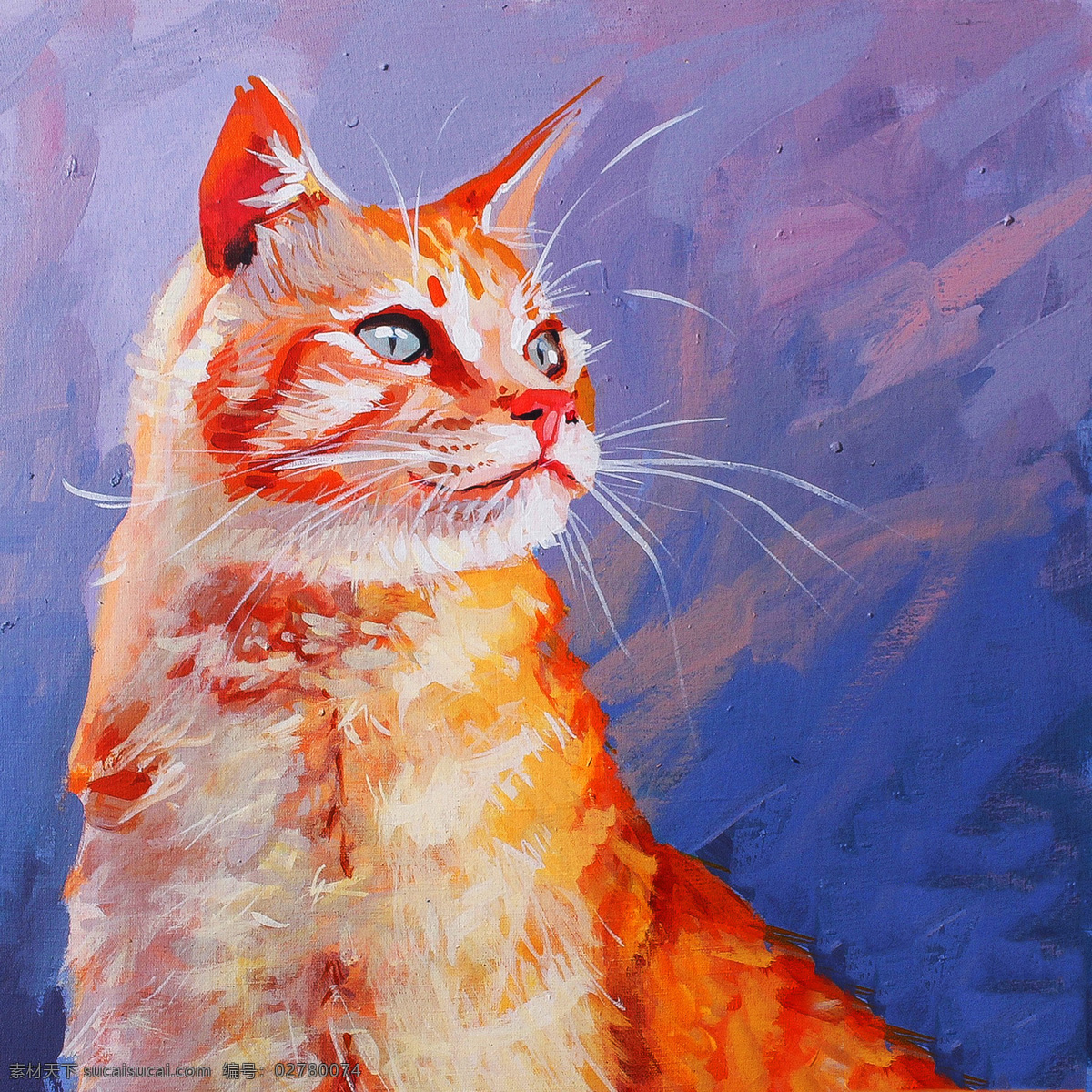 油画猫咪 猫 猫类 动物 生物 猫咪 小猫 小黄猫 绘画 艺术 文化艺术 绘画书法