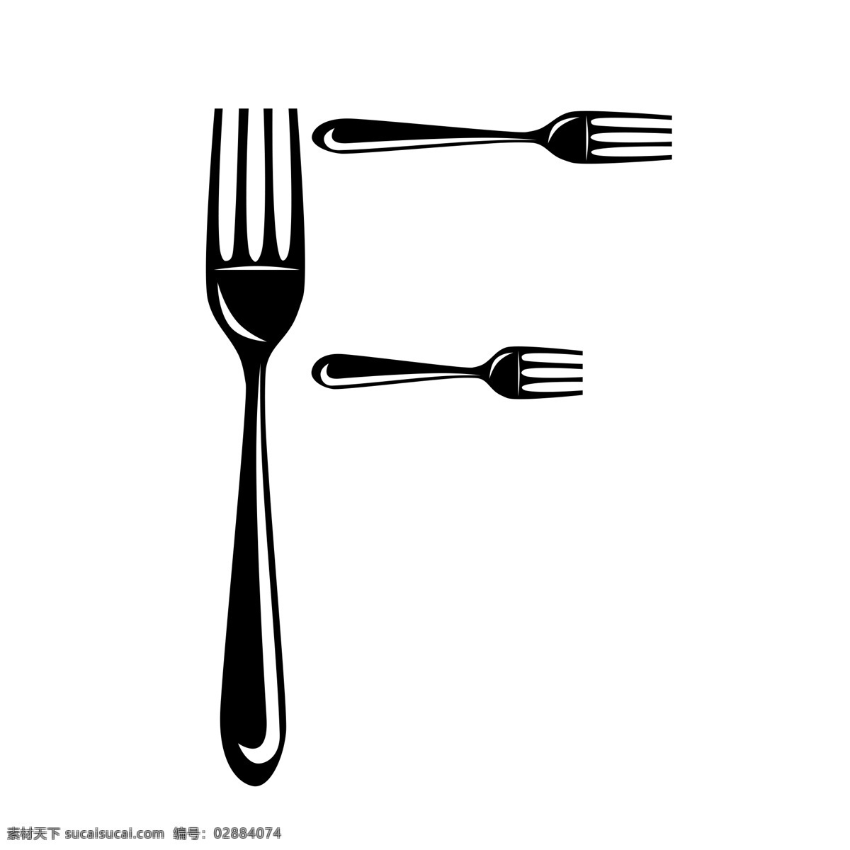 矢量图 字母 造型 黑色 叉子 餐具 美食 器具 西方餐具 logo 菜单 餐厅 字母造型 钢笔图层