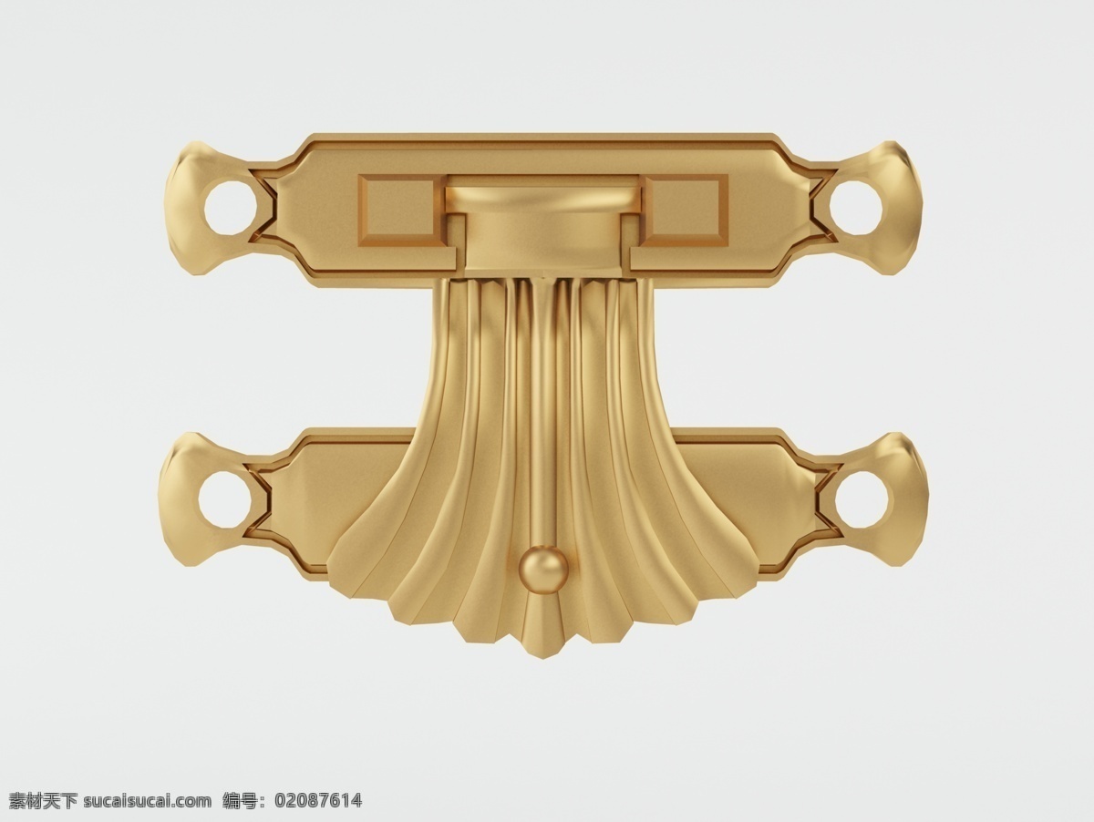复古 立体 锁扣 模型 效果图 立体图 模型图 金色锁扣 生活百科 办公用品