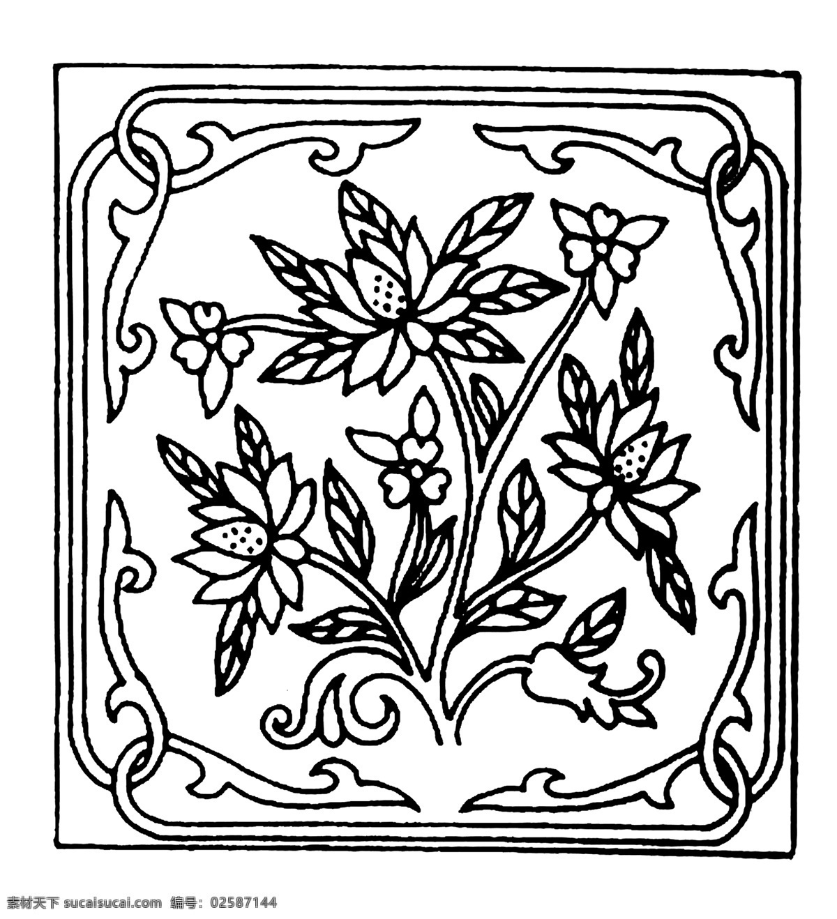 花草图案 现代 花纹 现代花纹 设计素材 现代图案 装饰图案 书画美术 白色
