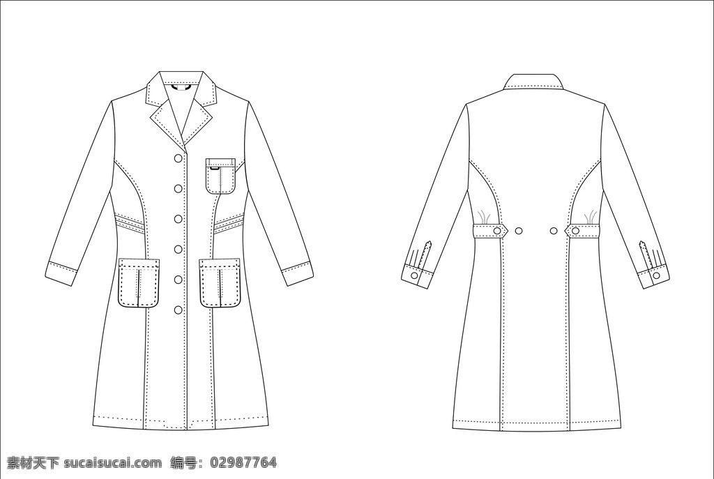 服装设计 效果图 白大褂 医生 护士长 服装 护士 长袖 款式 vi设计