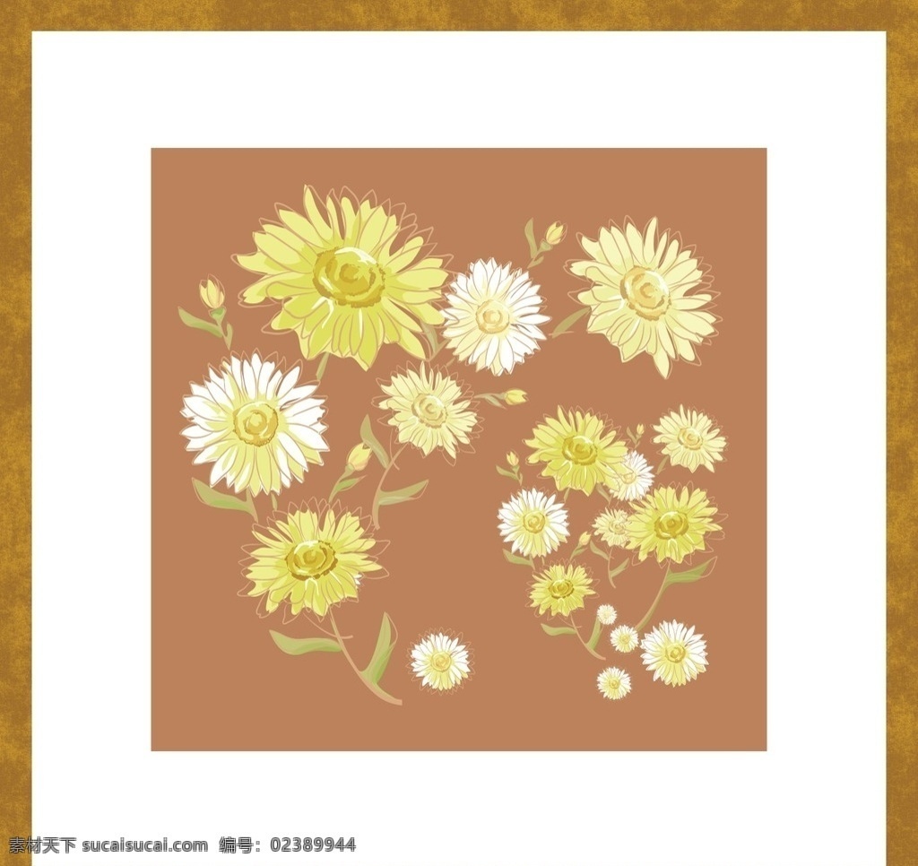 雏菊装饰壁画 雏菊 装饰画 壁画插画 雏菊手绘画 源于自然 植物花卉