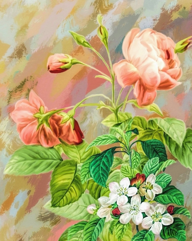 鲜花 花卉 静物 花卉静物 油画花卉 静物花卉 花卉水彩 油画 文化艺术 绘画书法