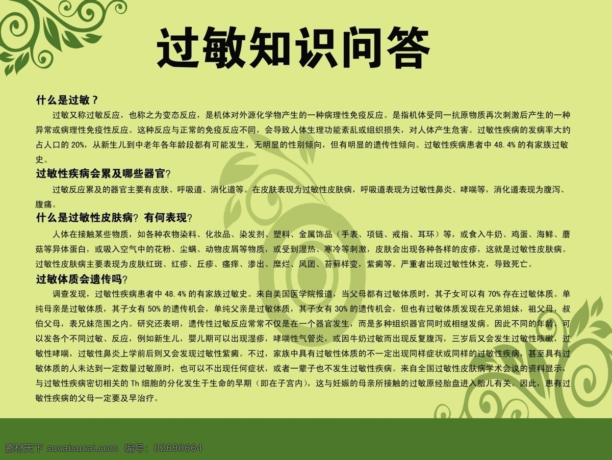过敏 知识问答 展板 底图 广告设计模板 源文件 展板模板 过敏知识问答 分层 格式 其他展板设计