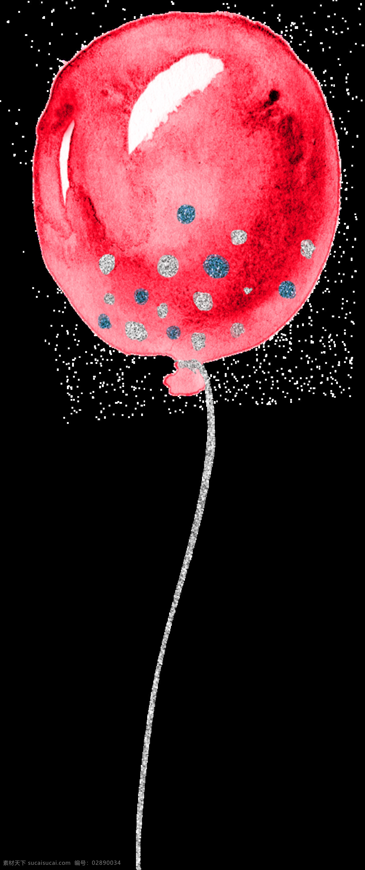 手绘 红色 氢气球 透明 装饰 图案 童真 气球 蓝色 朱砂圆点 装饰图片 免扣素材