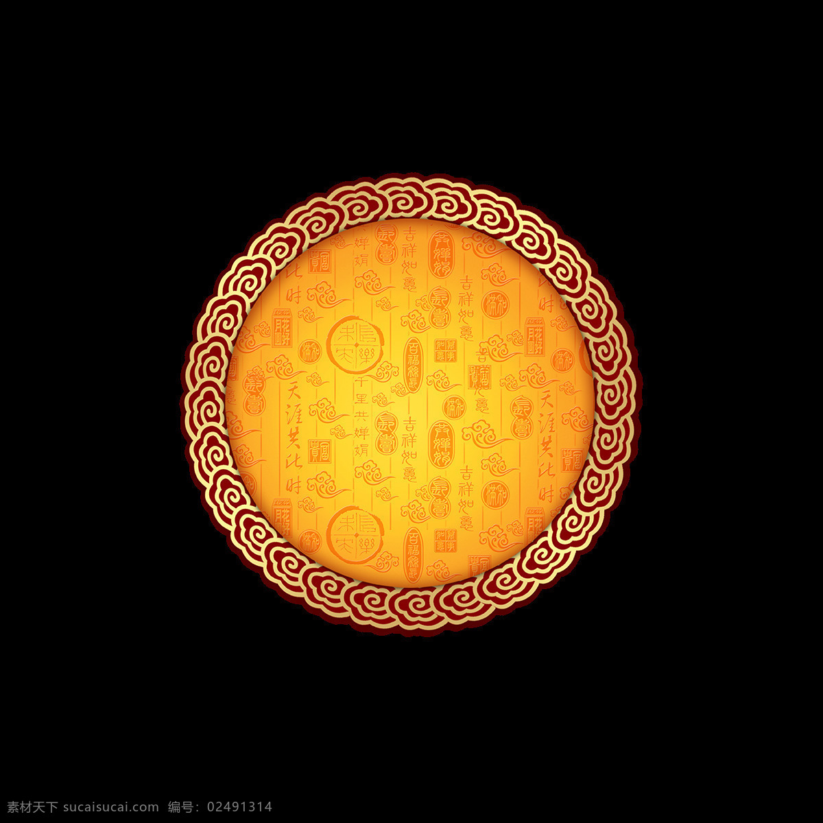金色 圆形 花纹 元素 简约 奖牌 免扣 欧式 透明