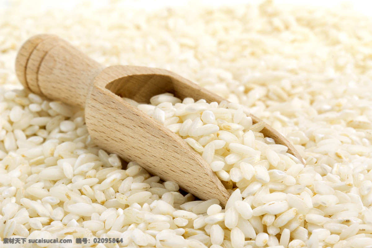 木 勺子 里 大米 粮食 稻米 白米 食材原料 美食图片 餐饮美食