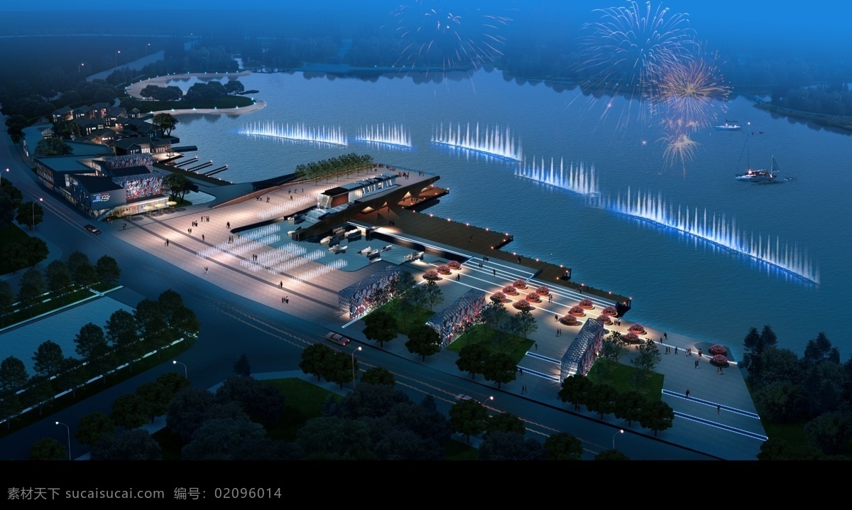 湖泊 绿化 夜景 效果图 园林景观 房地产广告 房地产效果图 广告设计模板 园林水景 游泳池 风景 园林风景