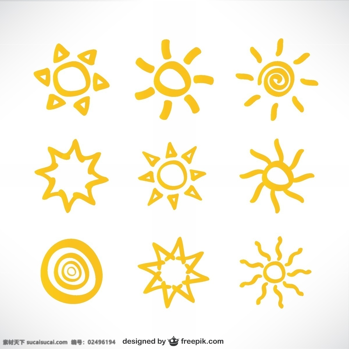 手绘 太阳 图标 简笔画 天气 阳光 矢量 高清图片