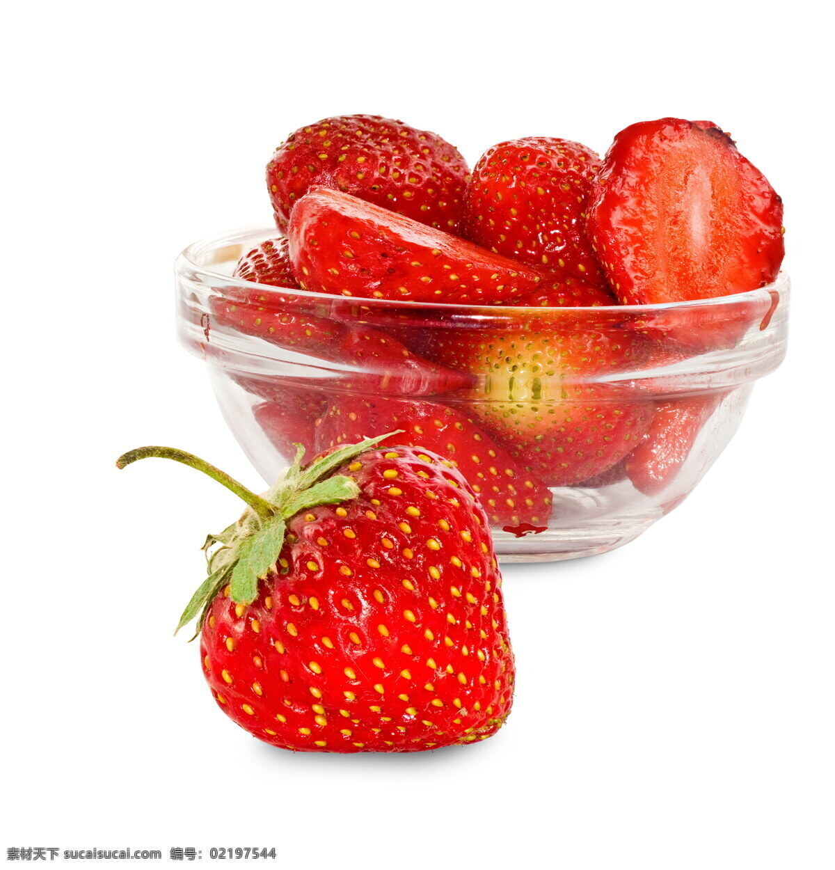 新鲜 草莓 果盘 高清 红草莓 红色 碗 玻璃碗 器皿