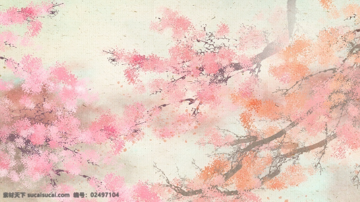彩绘 花枝 背景 花朵 色彩 背景素材 小清新 水彩背景 古风 色彩背景 广告背景 背景展板