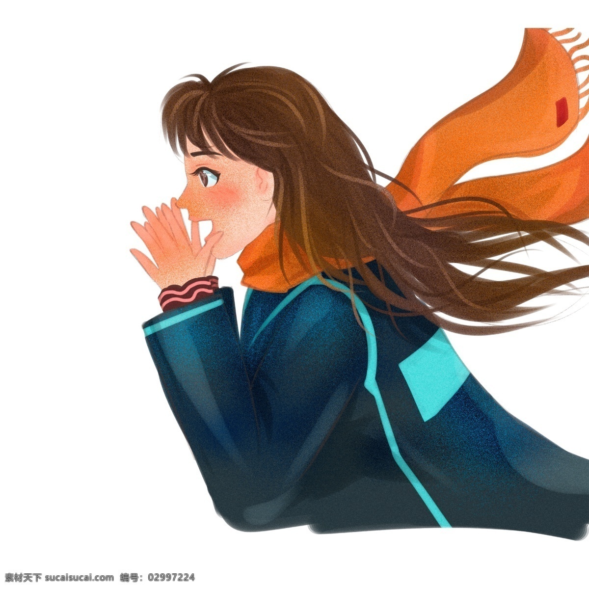 手绘 呐喊 女孩 人物 卡通 插画 女生