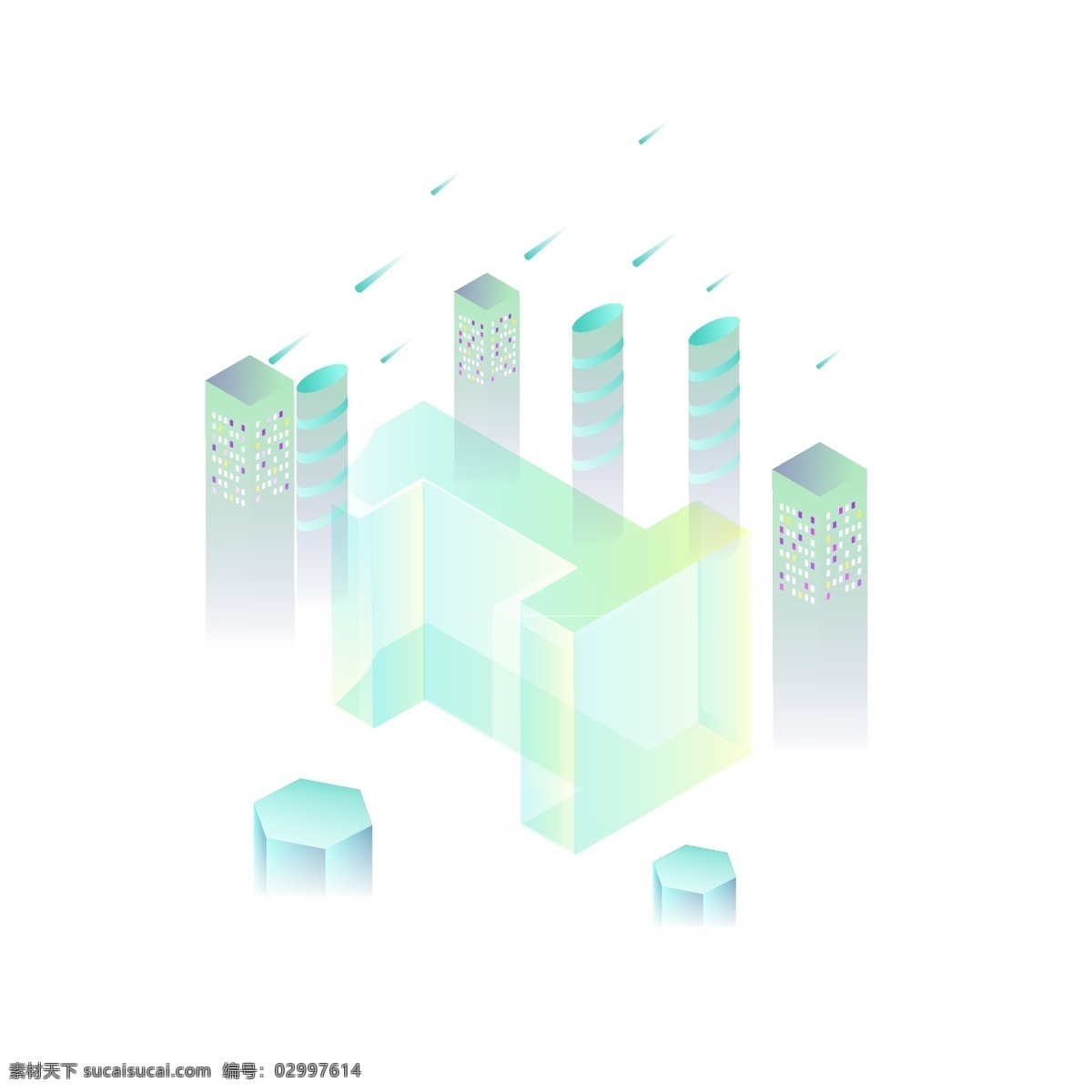 透气 感 科技 风 城市 建筑 3d 数字 装饰 图案 立体数字 3d数字 透气感数字