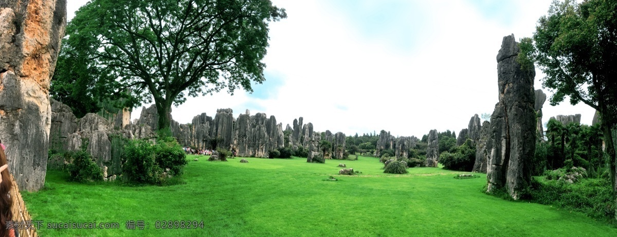 云南 石林 昆明 风景 旅游区 全景图 树 怪石 自然景观 自然风光