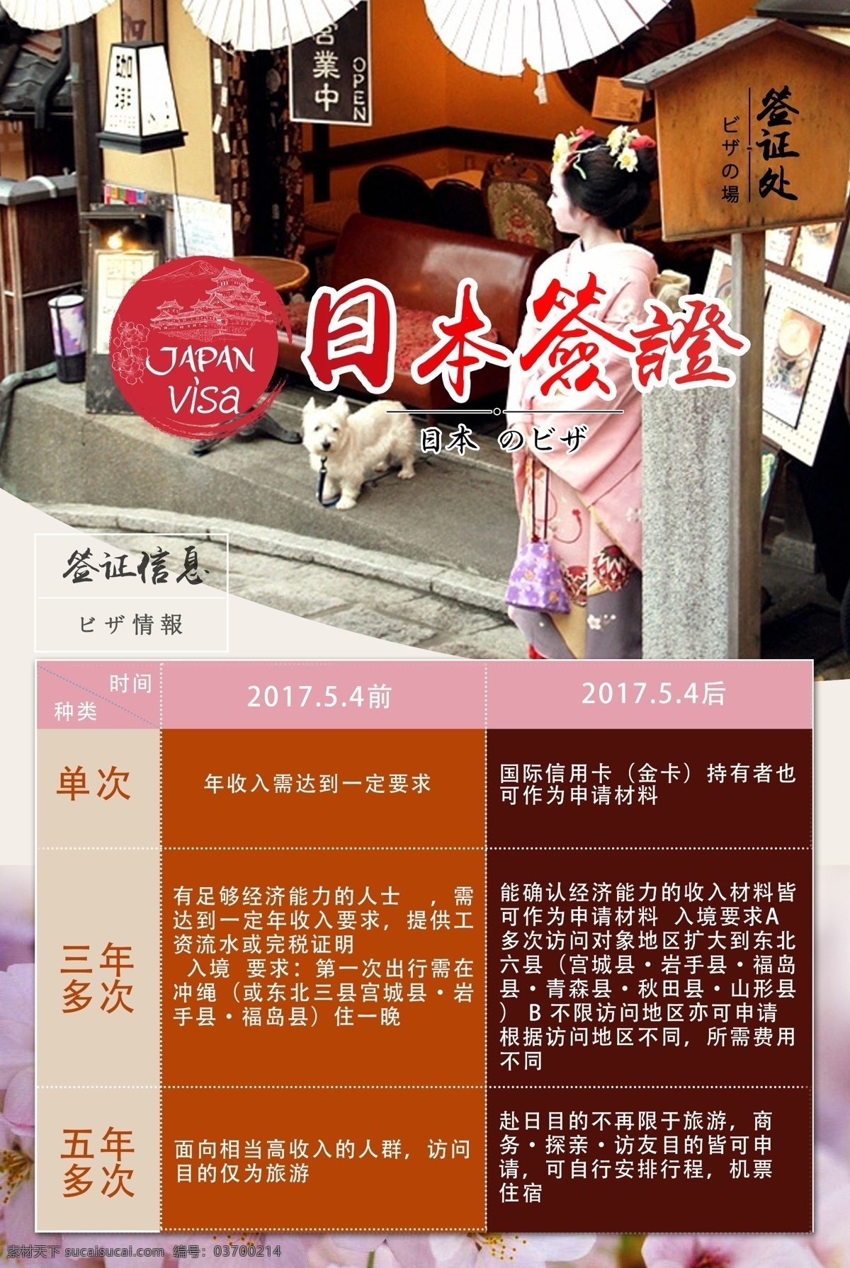 日本 签证 旅游 单次 多次 日本女人 和服 美女 狗狗 日本素材 海报