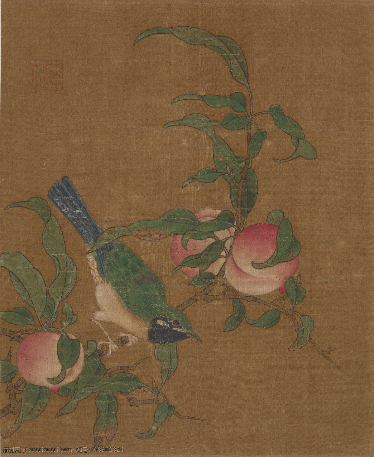 南宋 元 佚名 杏枝翠鸟图 古画 古画小品 国画 花鸟 宋元小品 文化艺术 绘画书法