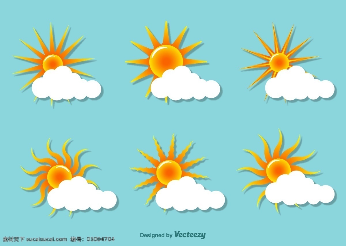 天气设计图 矢量图 彩色 蓝色 青色 天蓝色
