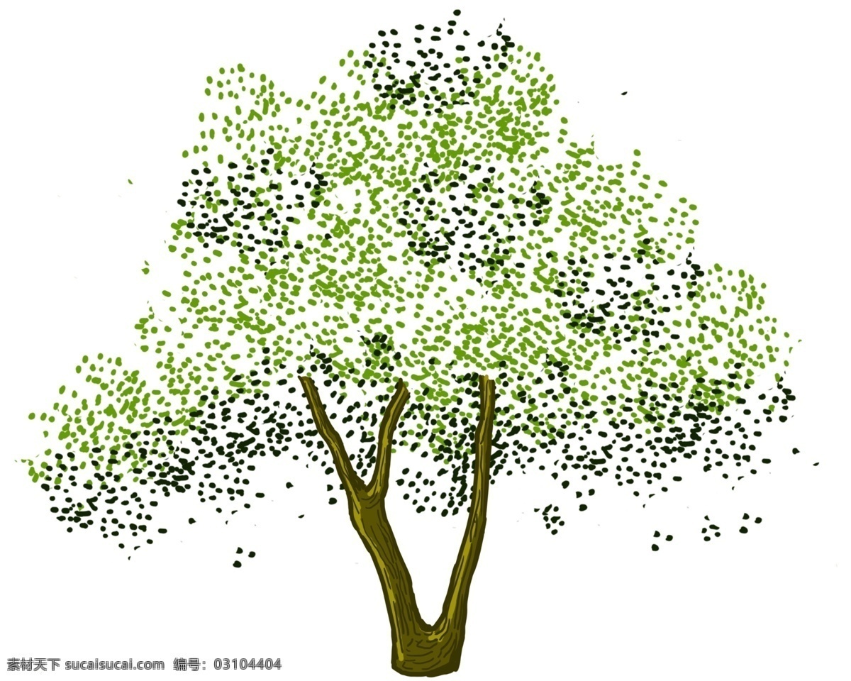 卡通 深绿色 大树 插画 精美的大树 卡通植物插画 植物 树木 绿色植物 深色的叶子 创意植物插画