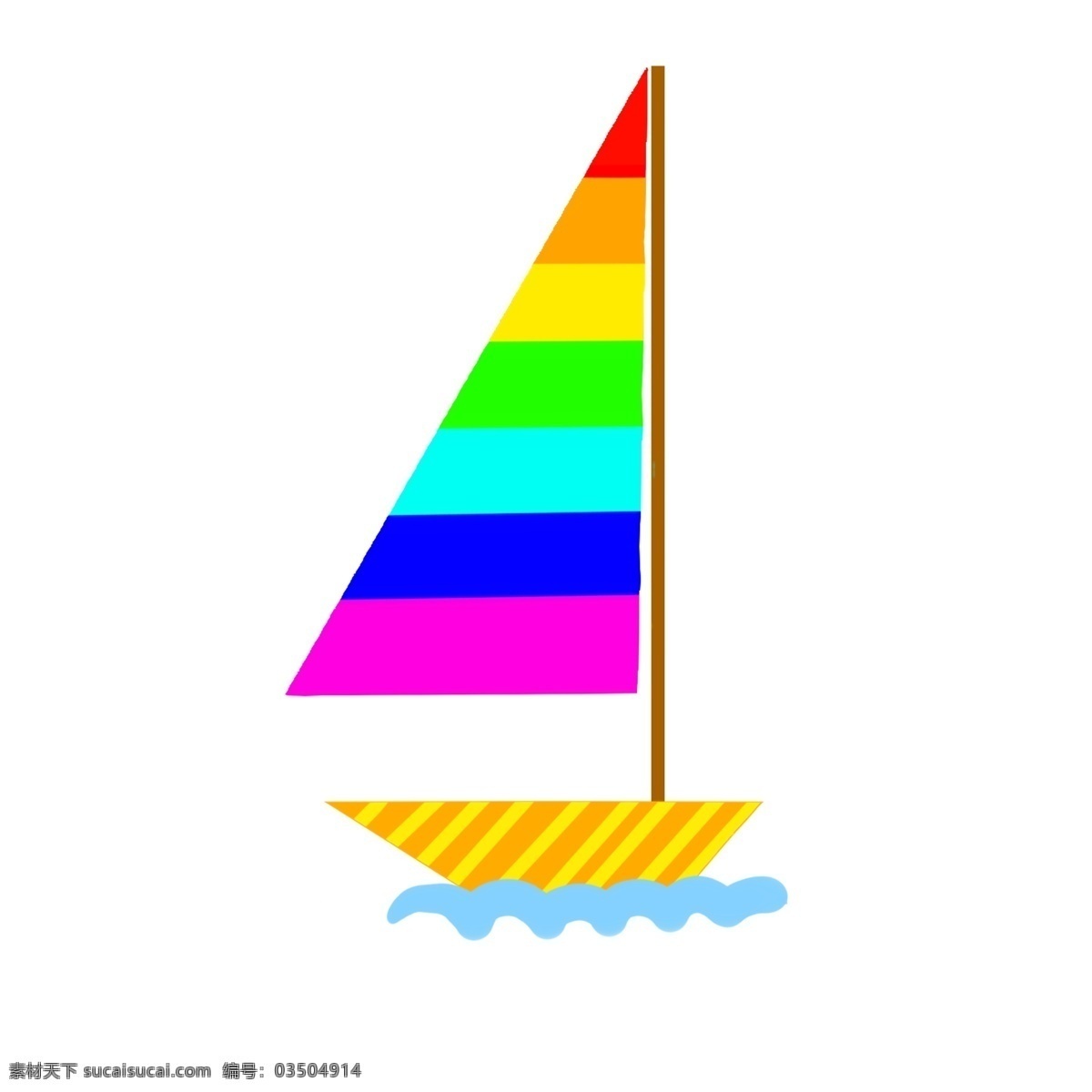 彩色帆船 小船 彩虹色 水面