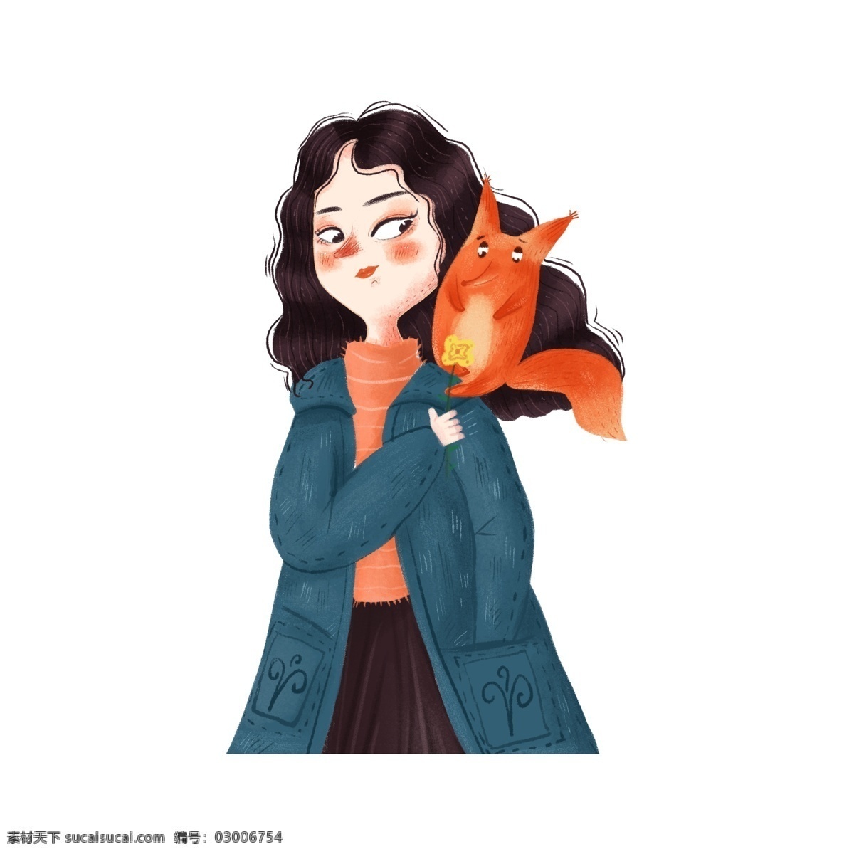 可爱 风 女孩 插画 人物 元素 时尚 唯美 png元素 清新 女孩设计元素 生物静物