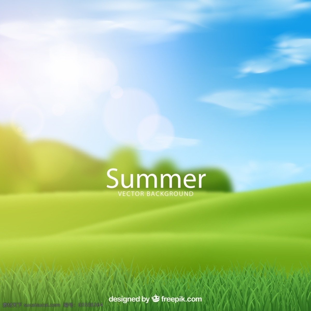 阳光 下 草地 创意 夏季 风景 模糊 矢量 高清图片