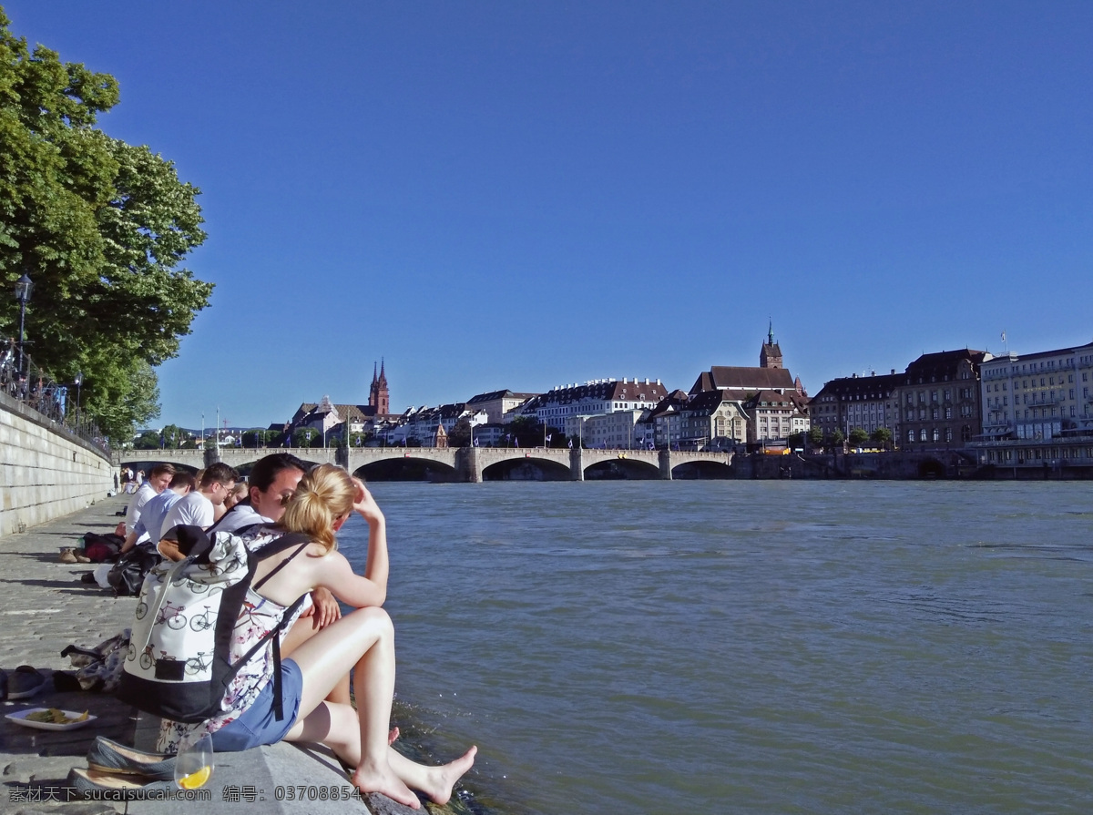 莱茵河 休闲 长廊 河边休闲 瑞士 巴塞尔 欧洲 旅游摄影 国外旅游