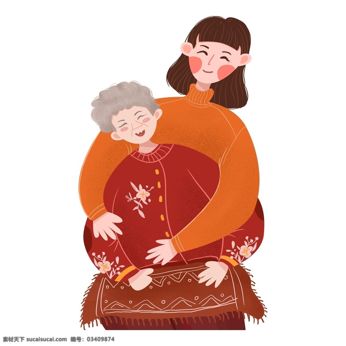 母女 团圆 人物 元素 可爱风 免抠元素 透明元素 手绘元素 母女团圆