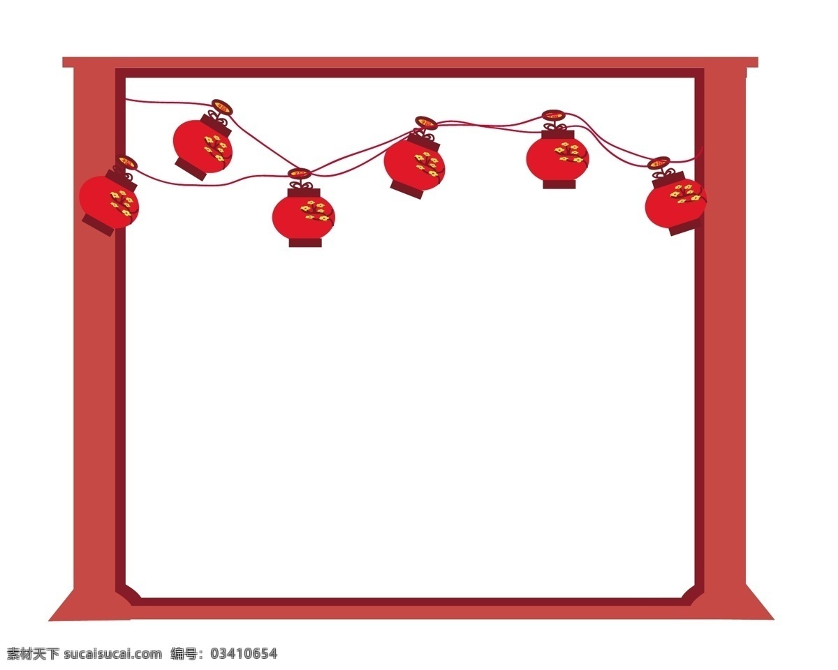 手绘 新年 红灯笼 边框 红色的灯笼 红色的边框 漂亮的边框 卡通边框 手绘新年边框 漂亮的灯笼