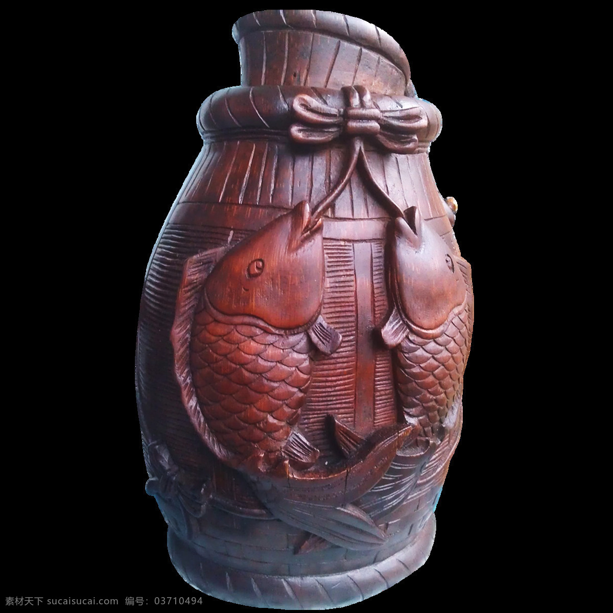 复古 花瓶 元素 双鱼 雕刻 容器 中国风