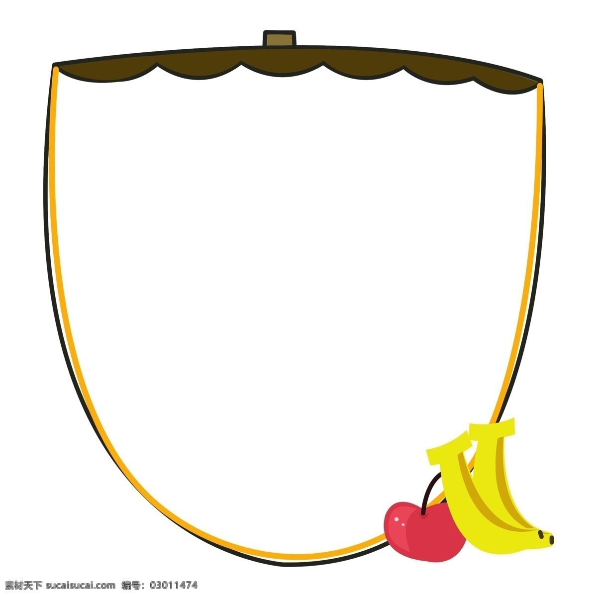 水果 边框 卡通 插画 水果边框插画 香蕉 苹果 黑色的边框 黄色线条装饰 卡通边框插画 创意边框