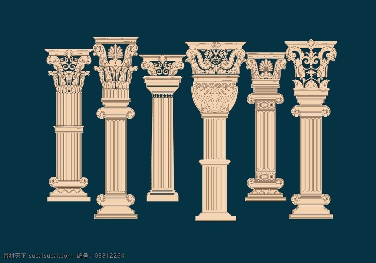 矢量 手绘 罗马柱 柱子 矢量柱子 罗马柱子 矢量罗马柱 矢量素材 手绘罗马柱