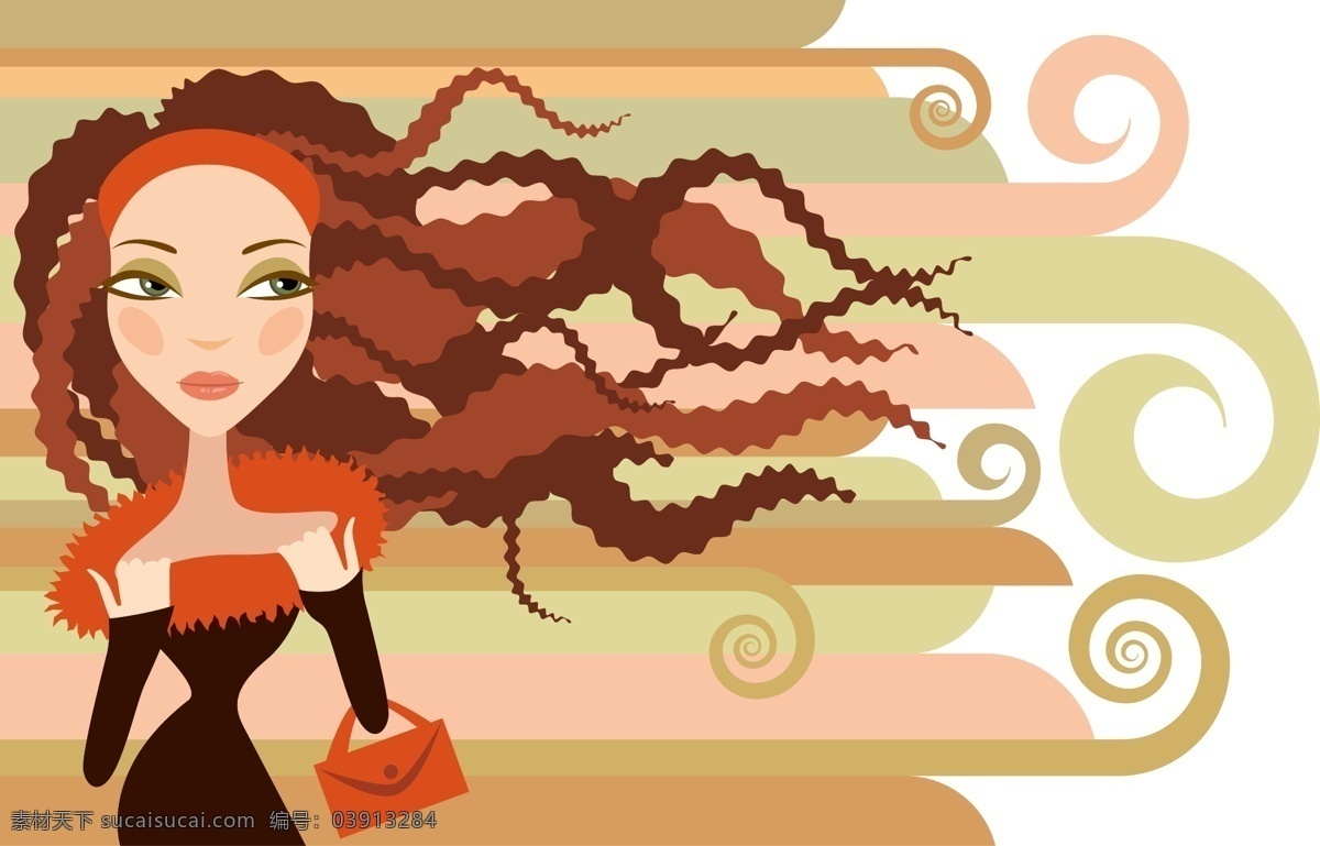 印花 矢量图 cg插画 服装图案 女人 人物 色彩 印花矢量图 面料图库 服装设计 图案花型