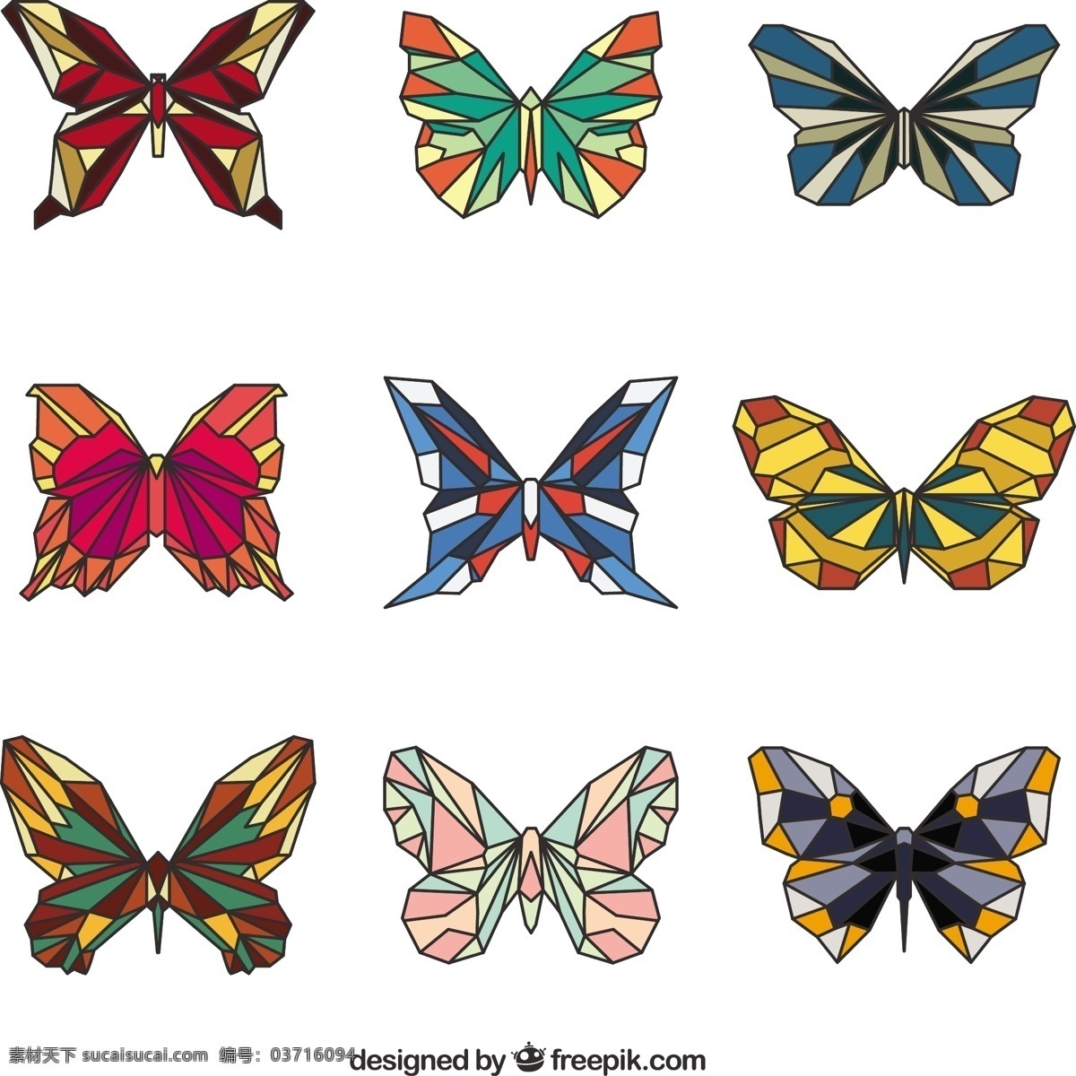 具有 多边形 形状 蝴蝶 抽象 几何 自然 动物 颜色 飞 集 昆虫 抽象的形状 白色