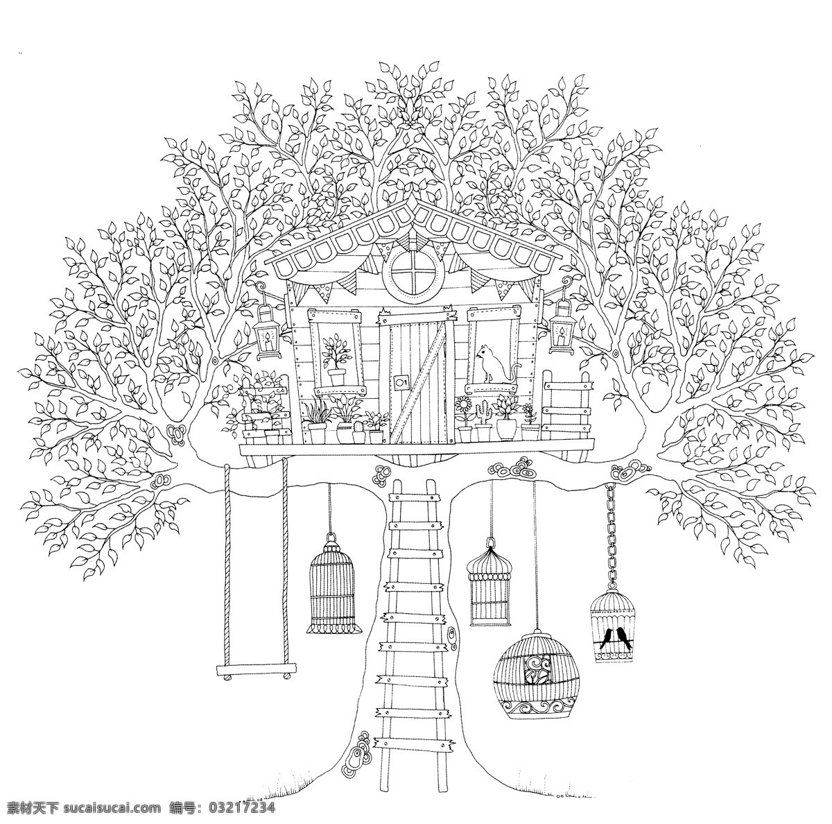 秘密花园 手绘本 动植物图 素描图 秘密 花园 文化艺术 绘画书法