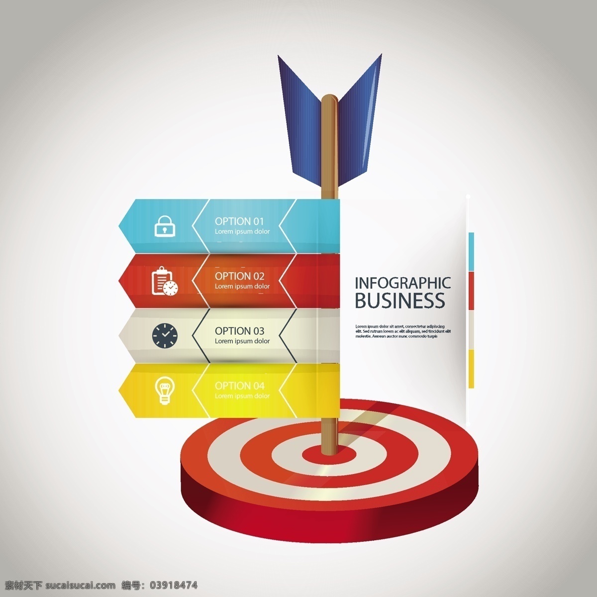 四 选项 一个 飞镖 商业 图表 业务 图标 模板 图形 色彩营销 信息 流程 数据 业务图标 步骤 生长 发展 演化的图形
