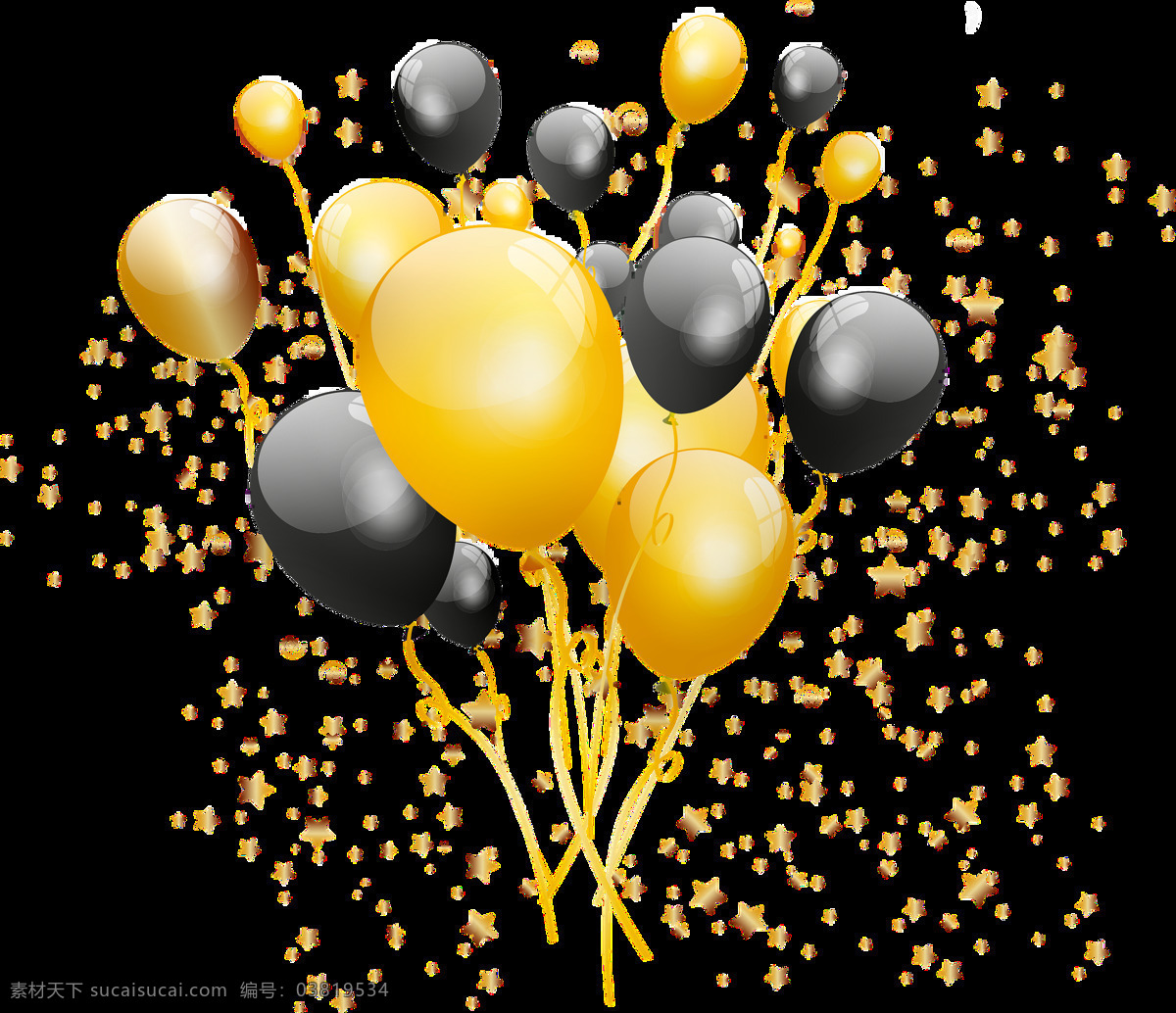 金色气球 金色 气球 五彩纸屑 庆典 生日 多彩 乐趣 狂欢节 卡通设计