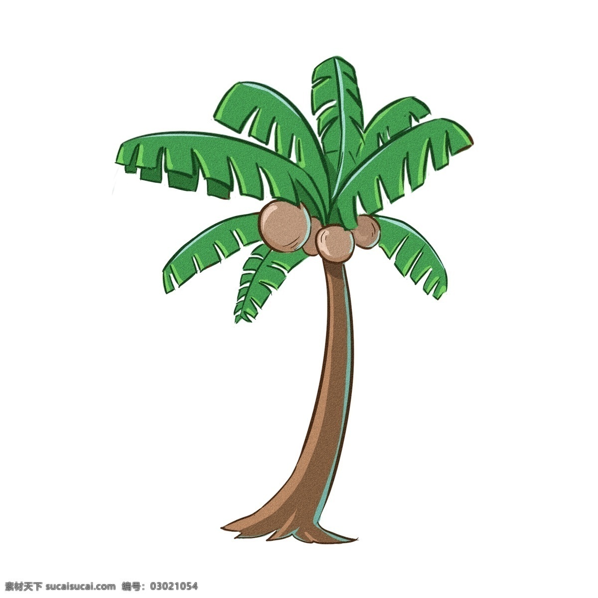 椰子树卡通 椰子树 卡通 手绘 可爱 绿色 夏日