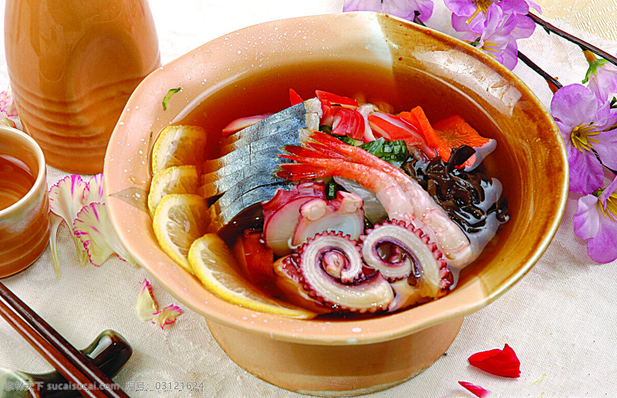 日本料理 海鲜 料理 日式 鱿鱼 醋味什锦 海鲜捞汁 金枪鱼 风景 生活 旅游餐饮