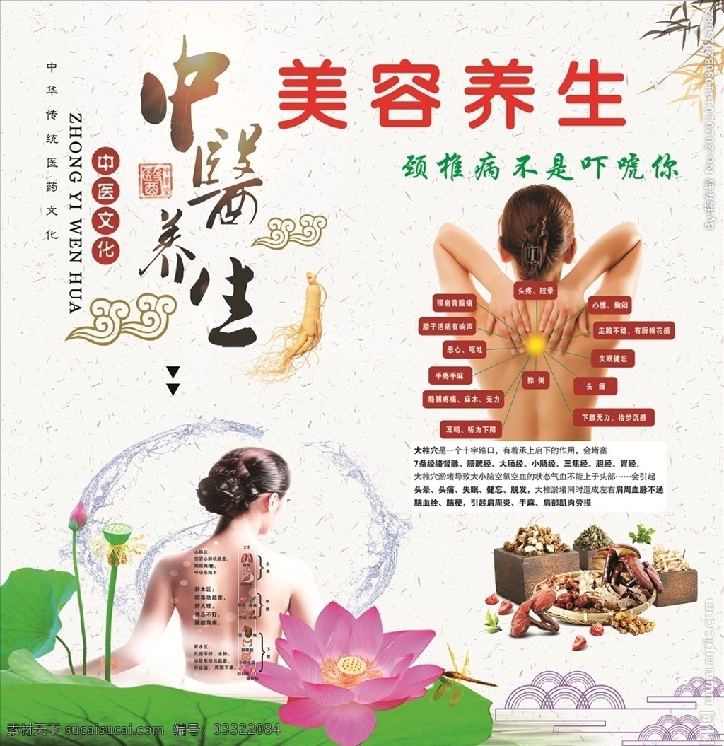 中医养生图片 中医养生 做背的好处 颈椎的好处 荷花 美女