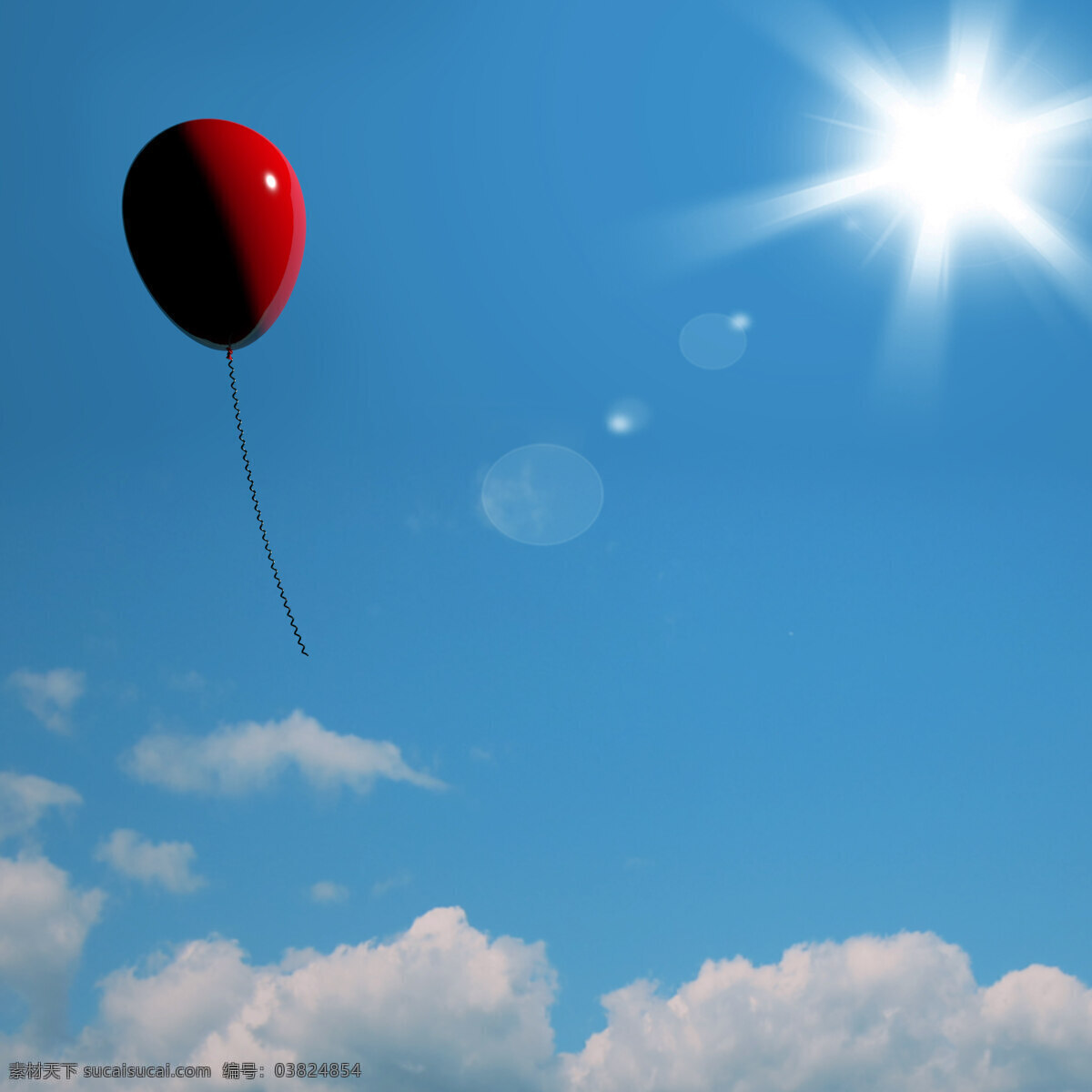 红 气球 飞升 代表 自由 独处 青色 天蓝色