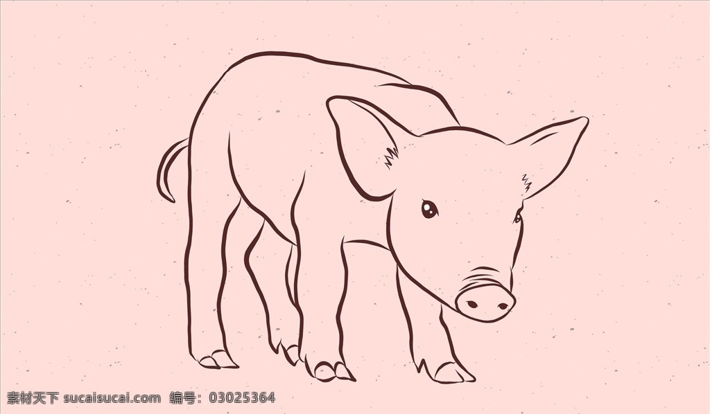 矢量手绘猪 矢量猪 卡通猪 手绘猪 速写猪 猪年 线条猪 猪插画 动物 生物世界 家禽家畜
